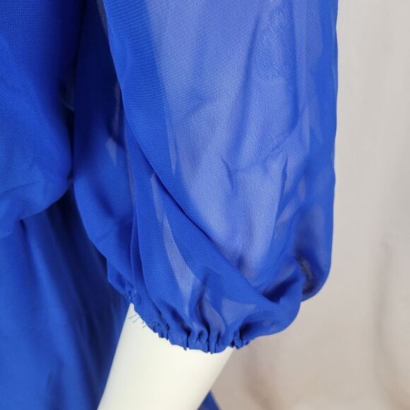 Taylor Royal Blue V-Neck Hi-Low Blouson Style‎ Midi Dress Size S - Picture 8 of 11